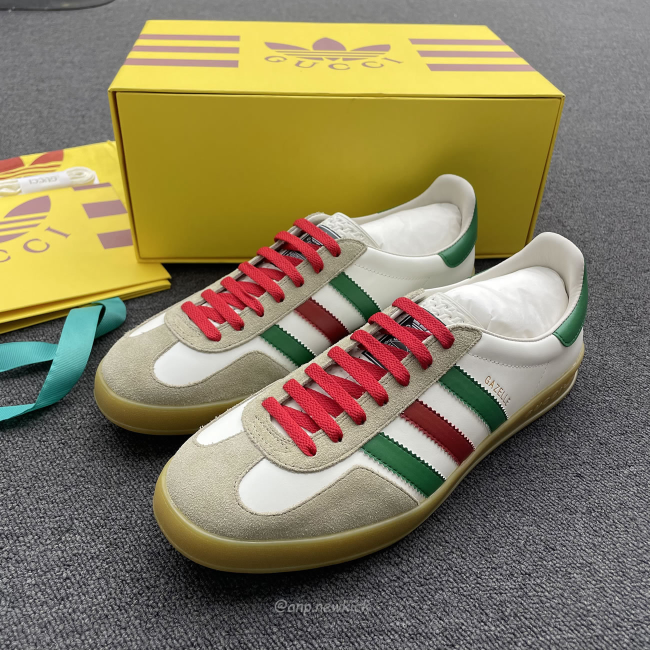 Adidas X Gucci Gazelle White Green Red 726487 Aaa43 9547 (6) - newkick.cc